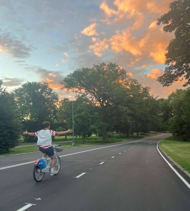 Me biking home after the USMNT win over Australia