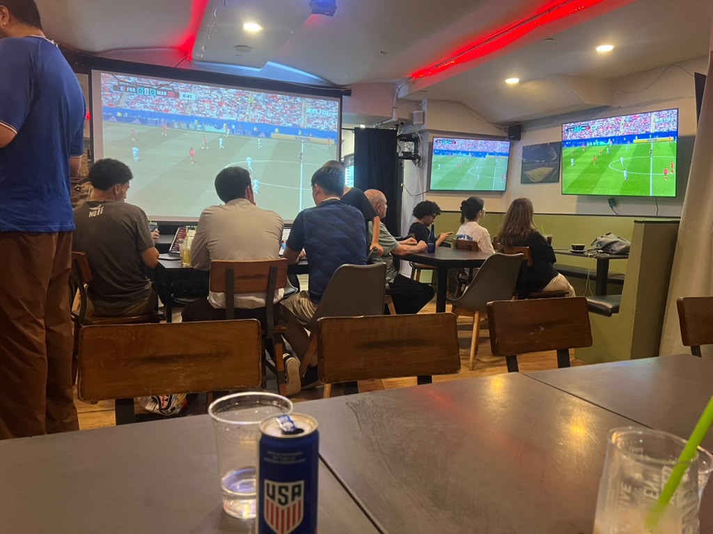 Watching France vs. Morocco from a soccer bar