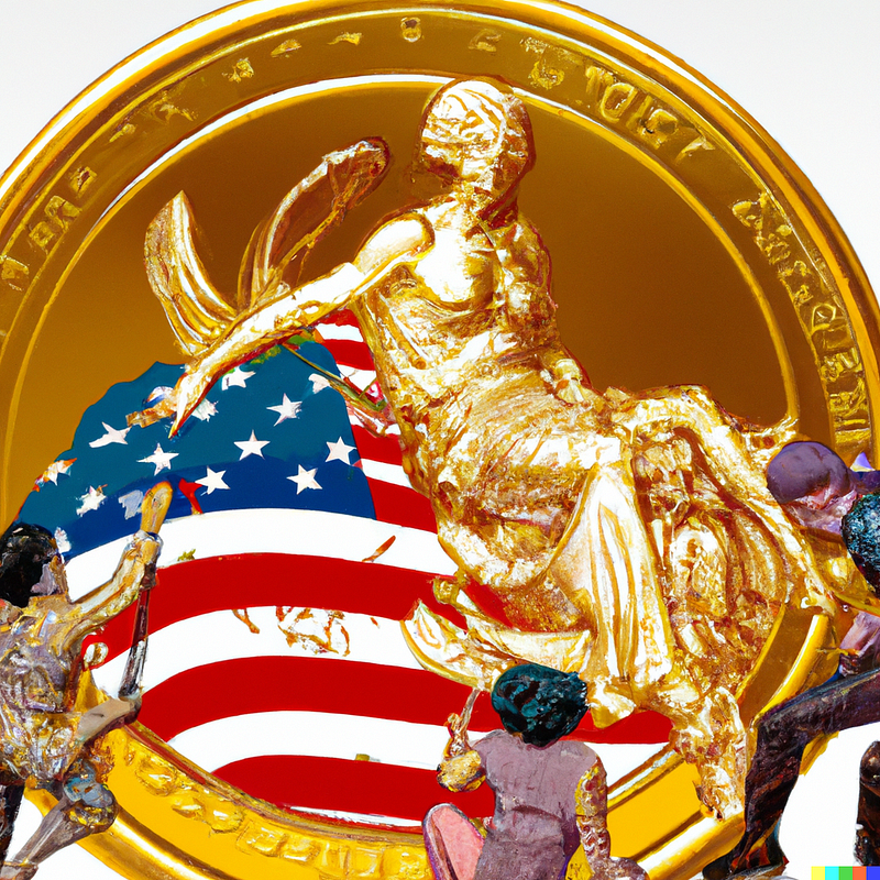 Digital Art of the United States Government making a trillion dollar coin