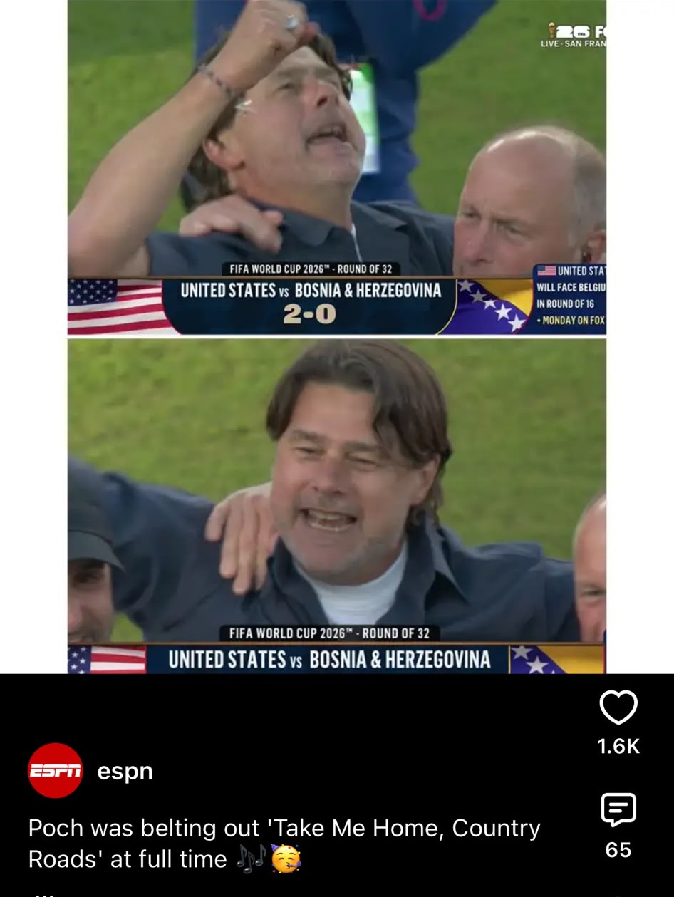 Mauricio Pochettino singing Country Roads with the USMNT