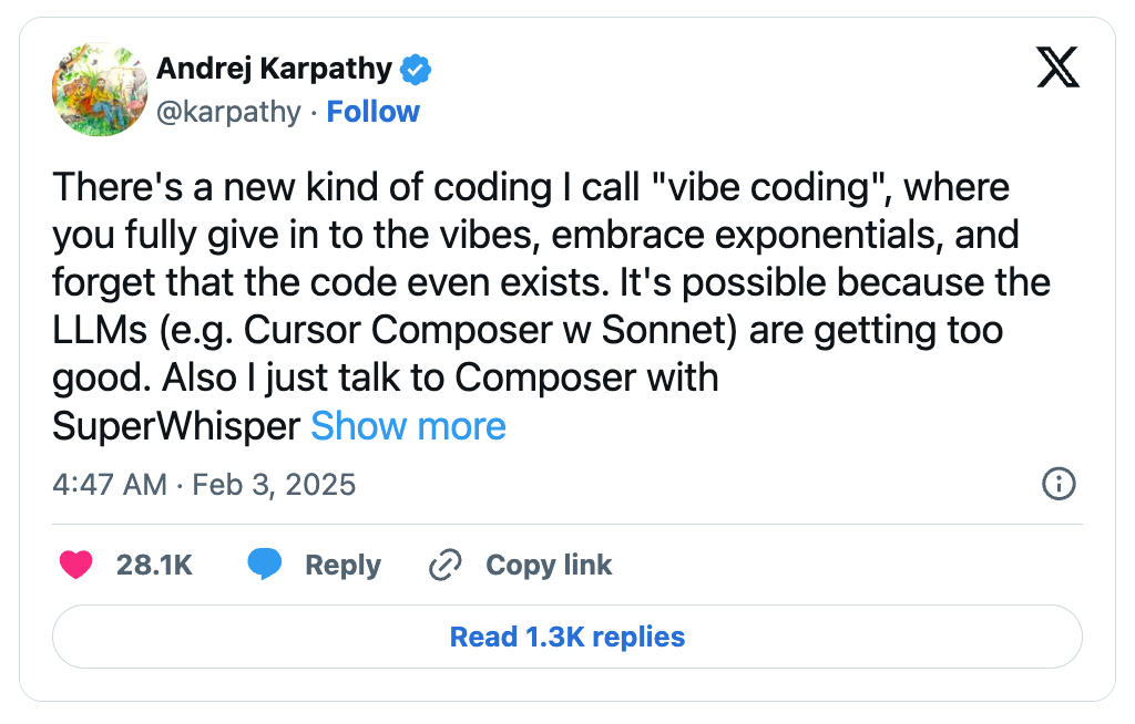 original vibecoding tweet